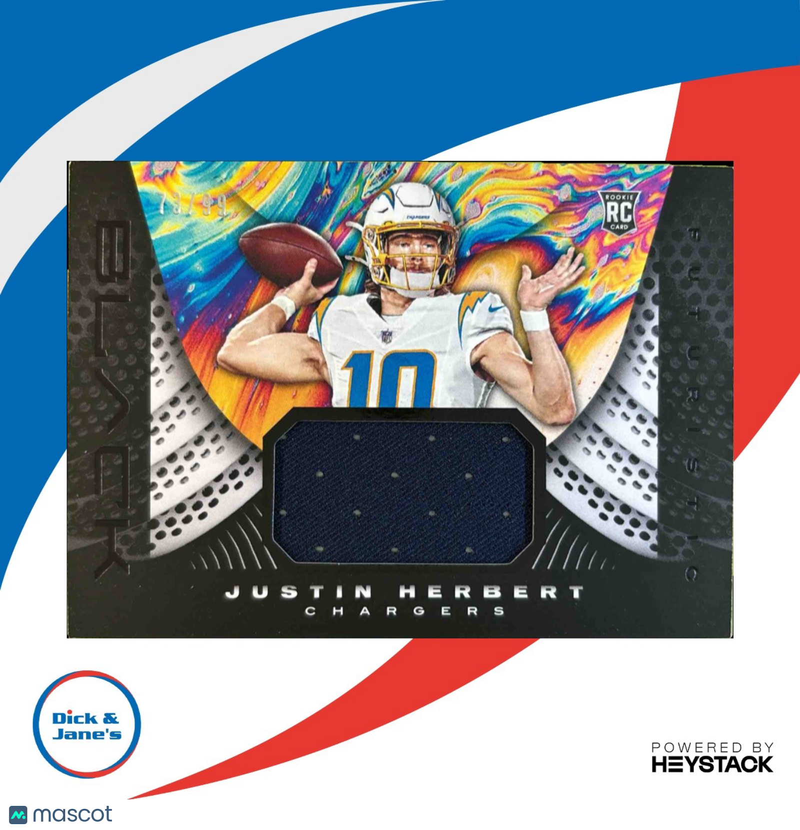 2020 Panini Black Justin Herbert Futuristic 73/99 #F3 RC Los Angeles Chargers - Sports Cards