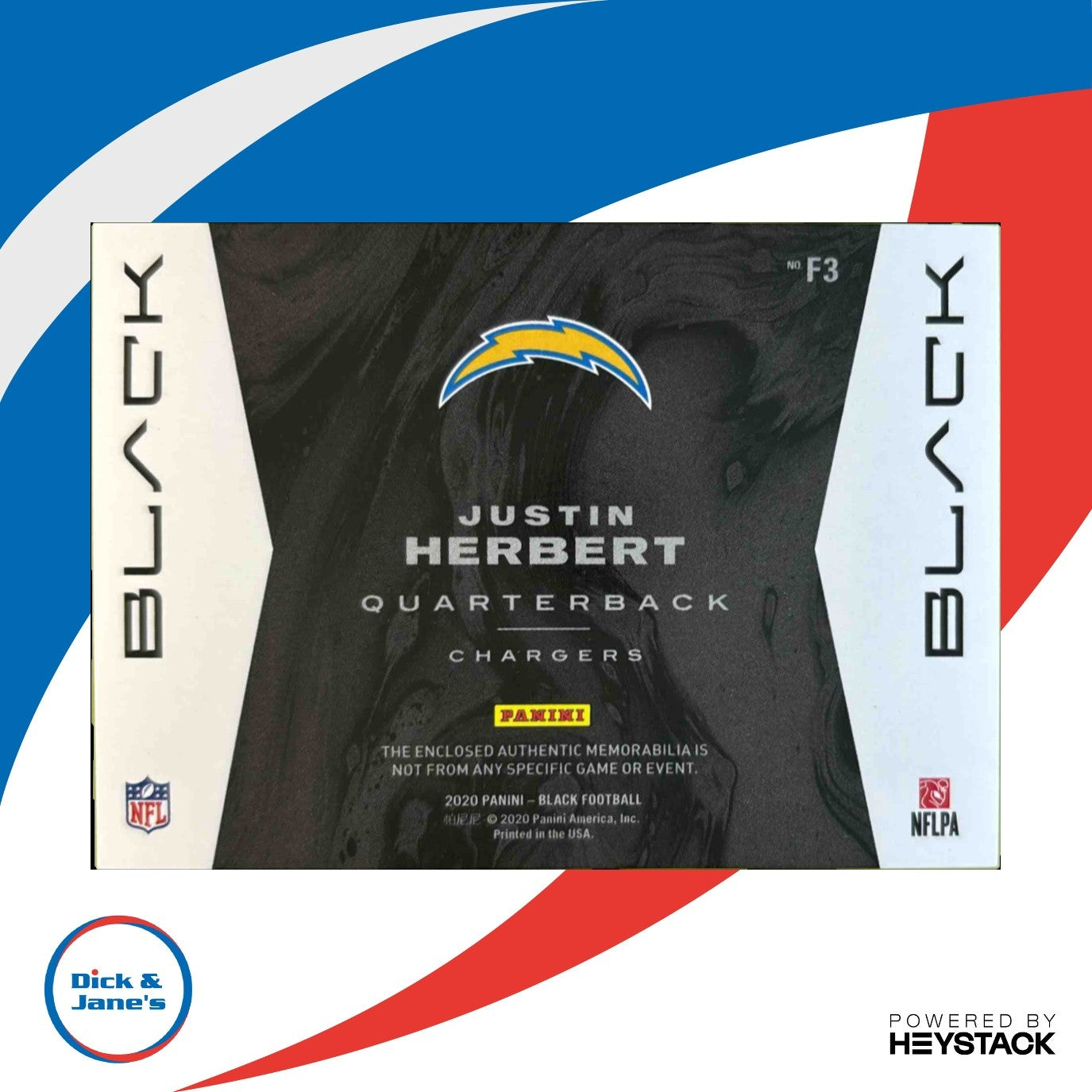 2020 Panini Black Justin Herbert Futuristic 73/99 #F3 RC Los Angeles Chargers - Sports Cards