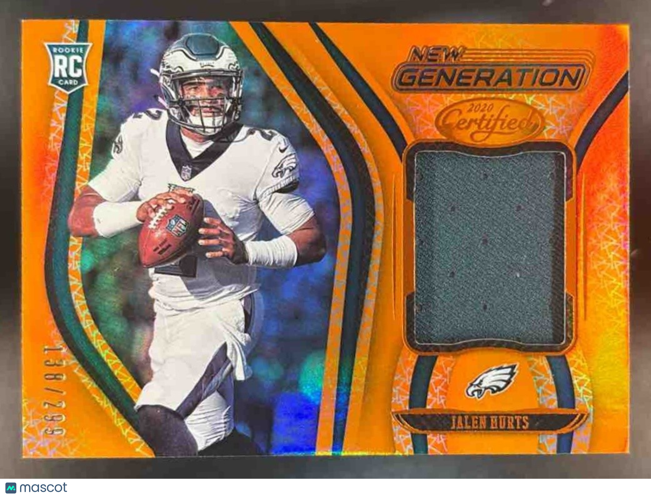 2020 Panini Certified Jalen Hurts New Generation Patch Orange /299 #14 RC Eagles - Sports Cards