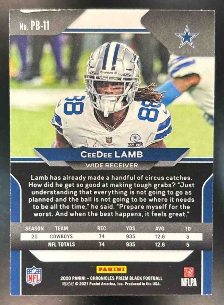 2020 Panini Chronicles CeeDee Lamb Prizm Black #PB-11 RC Dallas Cowboys - Sports Cards
