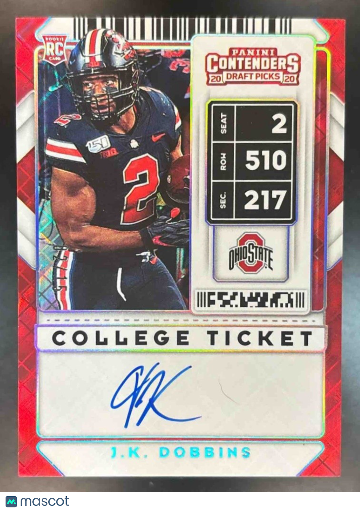 2020 Panini Contenders Draft Picks J.K. Dobbin /15 RC Auto Ohio State Buckeyes - Sports Cards