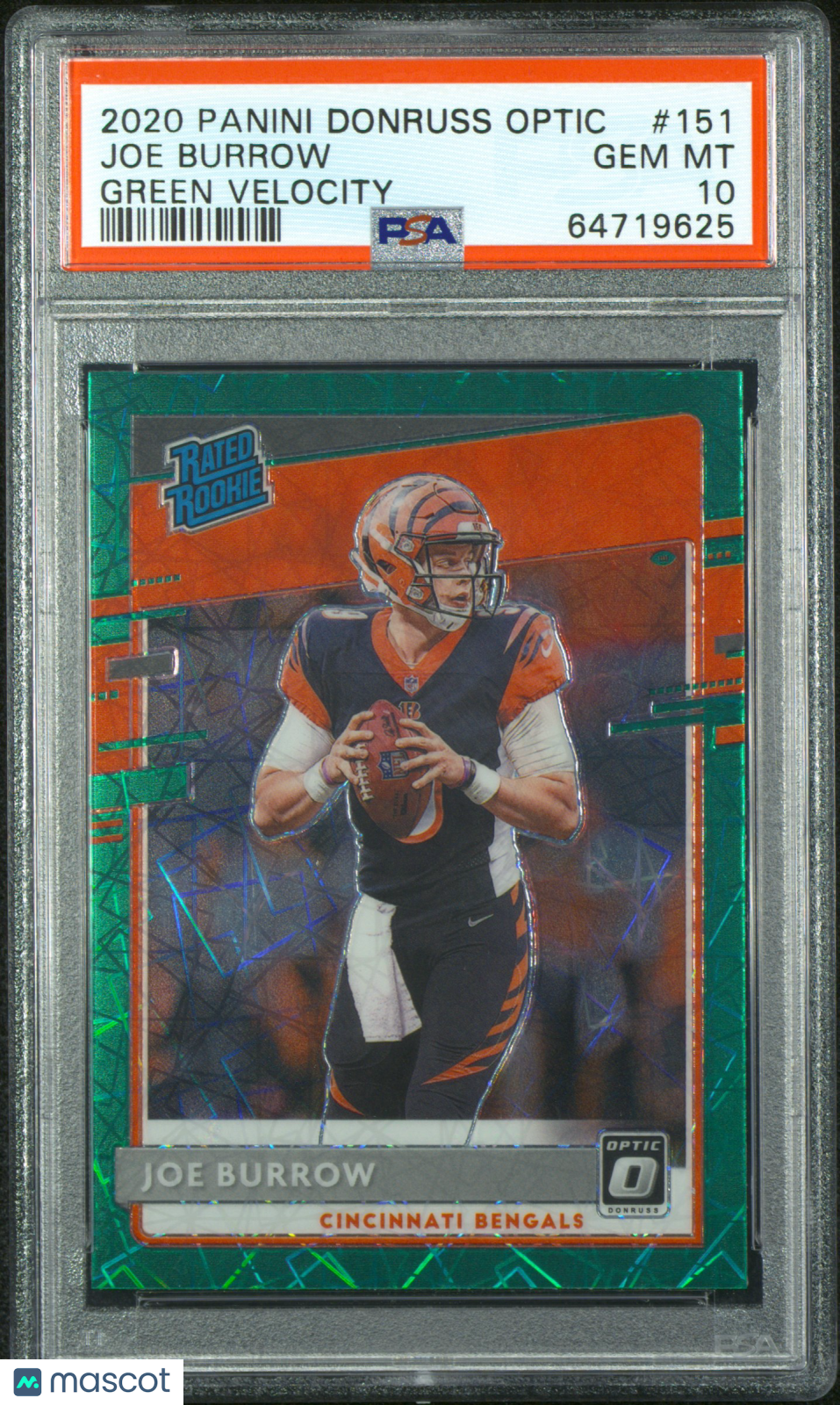 2020 Panini Donruss Optic Joe Burrow Green Velocity #151 PSA 10 - Graded Sports Cards