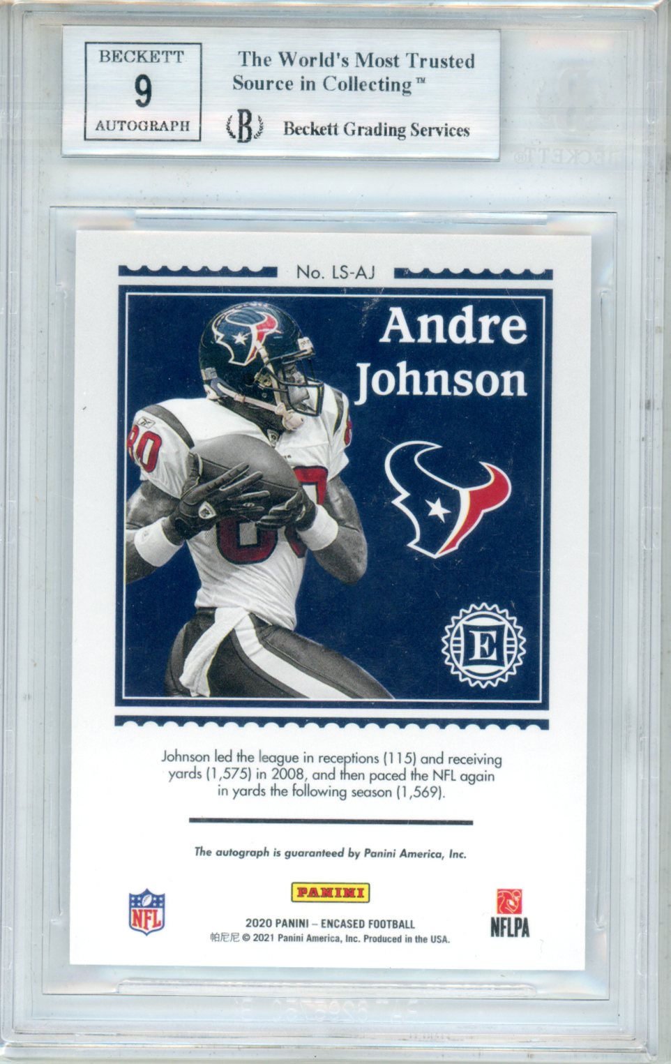 2020 Panini Encased Legendary Signatures Andre Johnson /25 BGS 9 Houston Texans - Graded Sports Cards