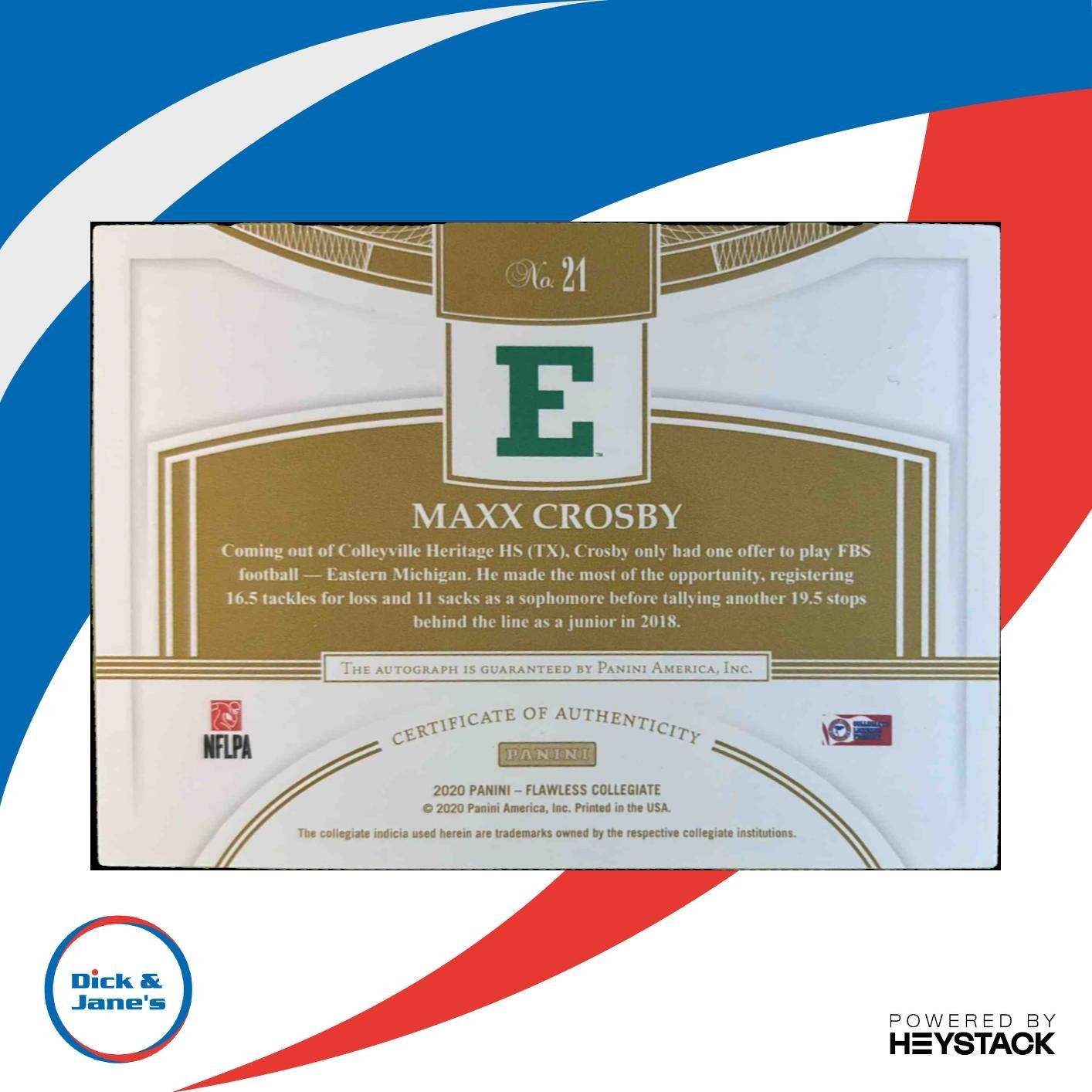 2020 Panini Flawless Collegiate Maxx Crosby Team Logo Signatures Emerald /5 Auto - Sports Cards