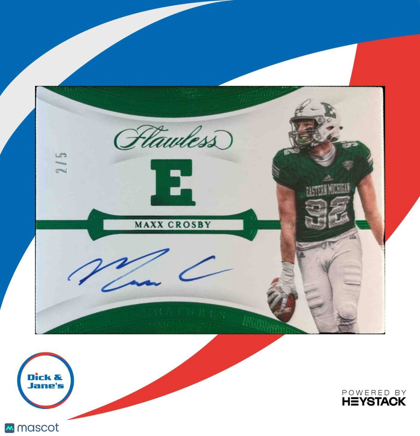 2020 Panini Flawless Collegiate Maxx Crosby Team Logo Signatures Emerald /5 Auto - Sports Cards