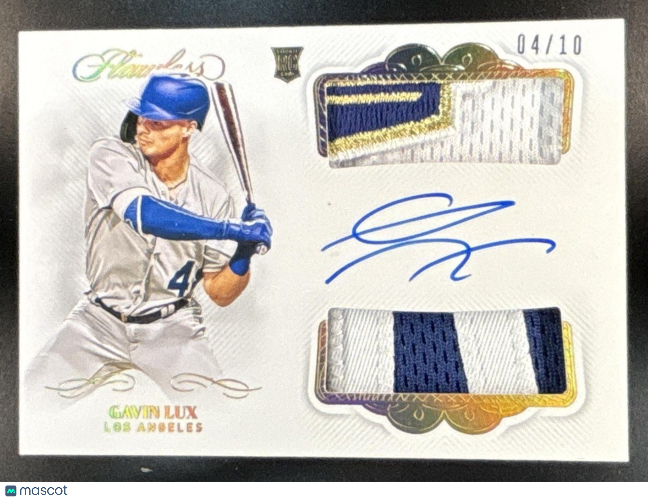 2020 Panini Flawless Gavin Lux Rookie Dual Patch Auto /10 MEM RC Dodgers - Sports Cards