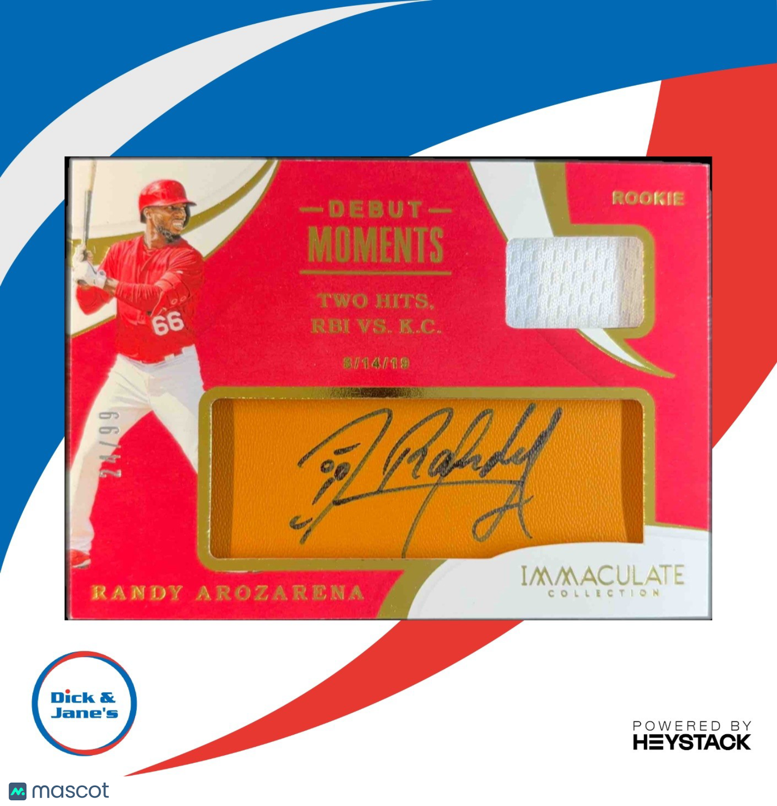 2020 Panini Immaculate Collection Randy Arozarena Debut Moments Leather Tan /99 - Sports Cards