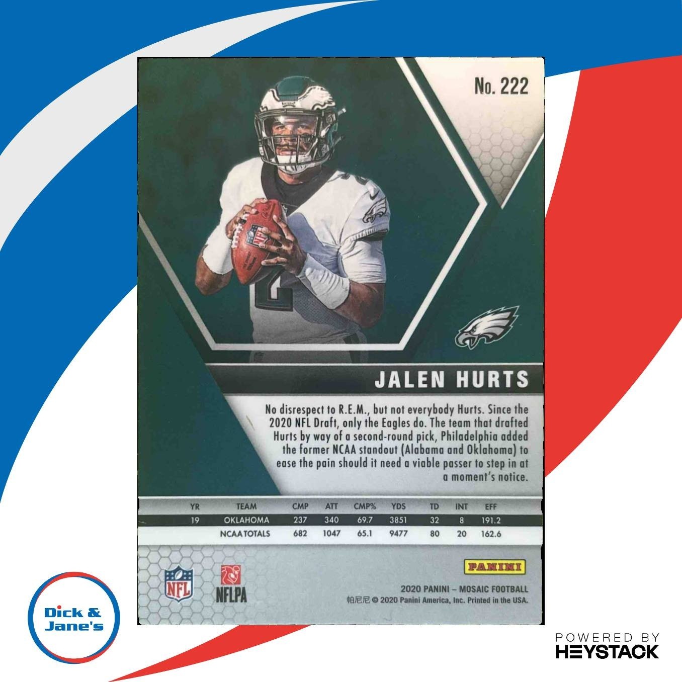 2020 Panini Mosaic Jalen Hurts #222 RC Philadelphia Eagles - Sports Cards
