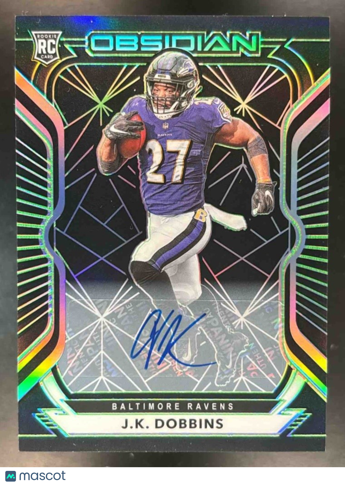 2020 Panini Obsidian J.K. Dobbins Rookie Autos /50 #123 RC Baltimore Ravens - Sports Cards