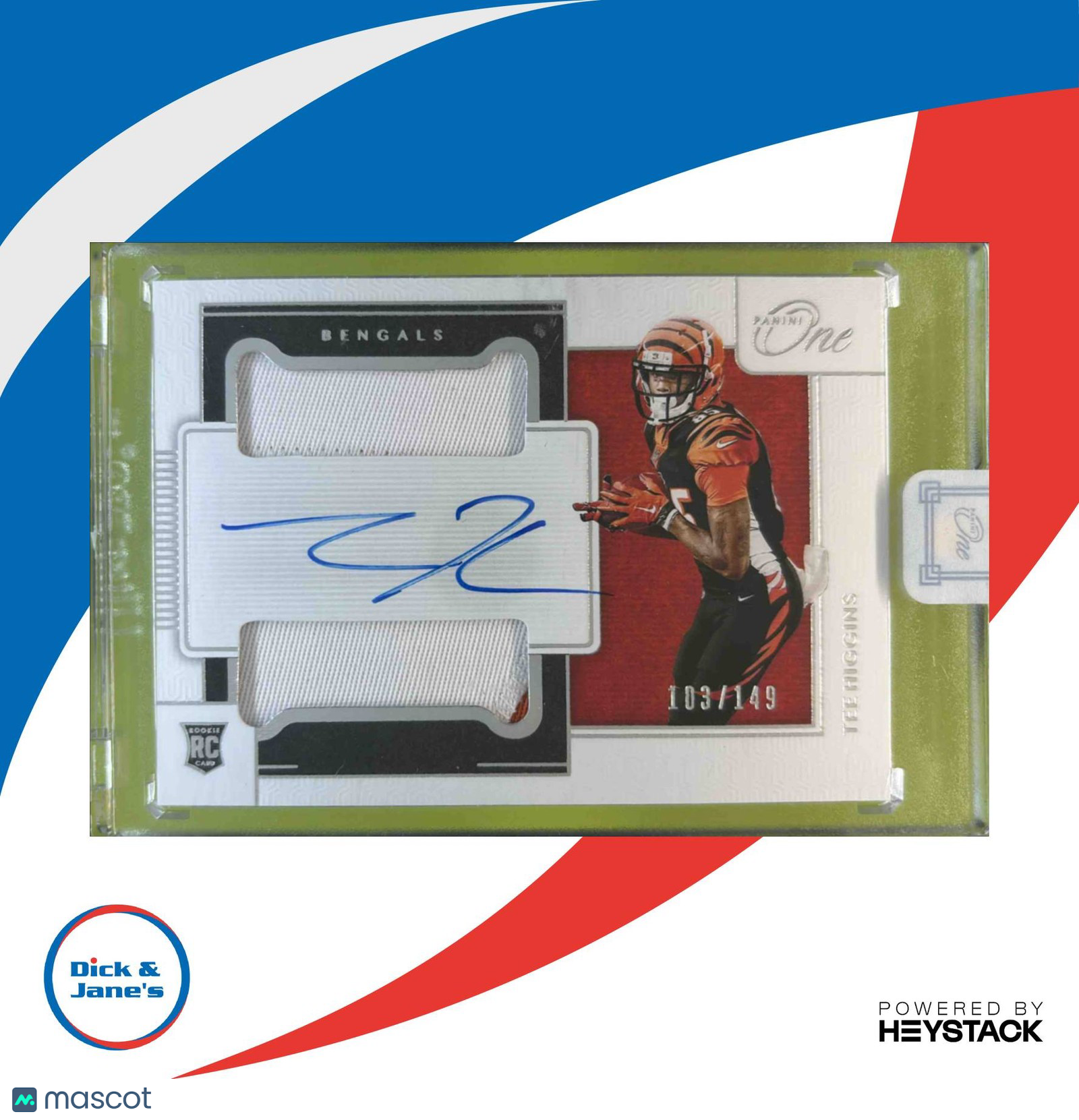 2020 Panini One Tee Higgins 103/149 #40 RC Auto Cincinnati Bengals - Sports Cards