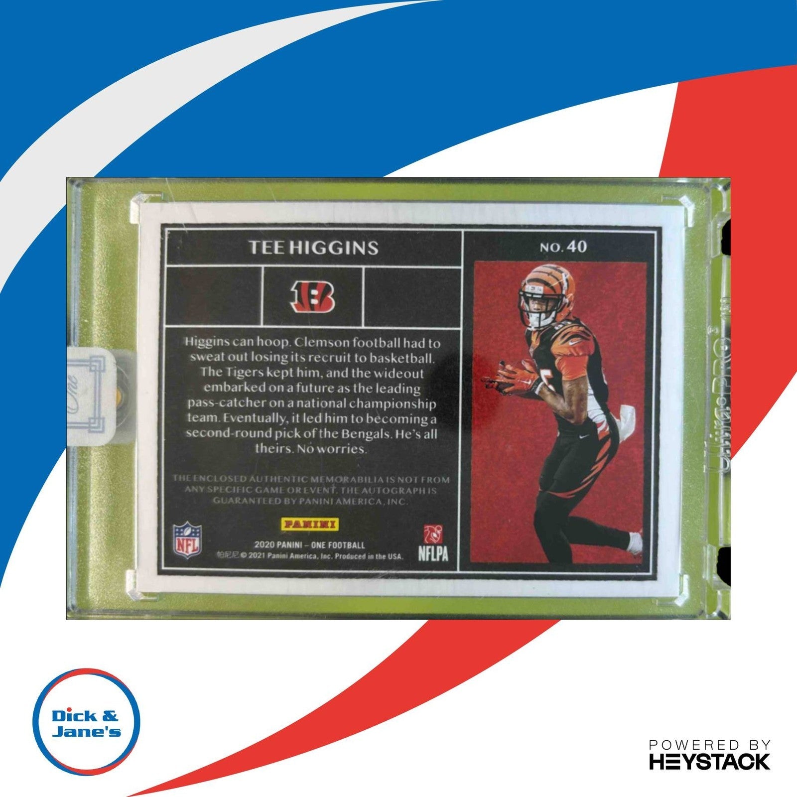 2020 Panini One Tee Higgins 103/149 #40 RC Auto Cincinnati Bengals - Sports Cards