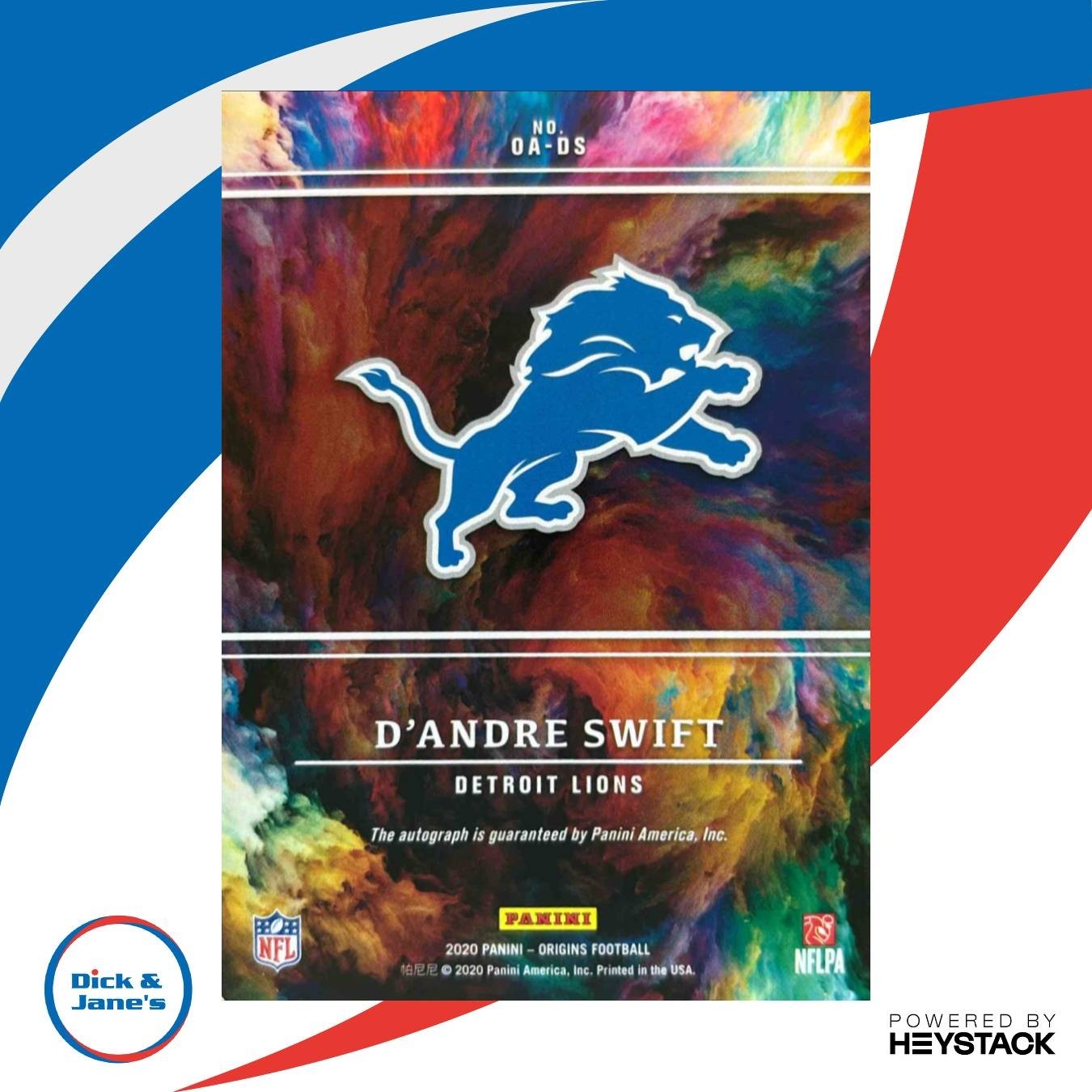 2020 Panini Origins D Andre Swift Auto Silver Ink 10/35 #OA-DS RC Detroit Lions - Sports Cards