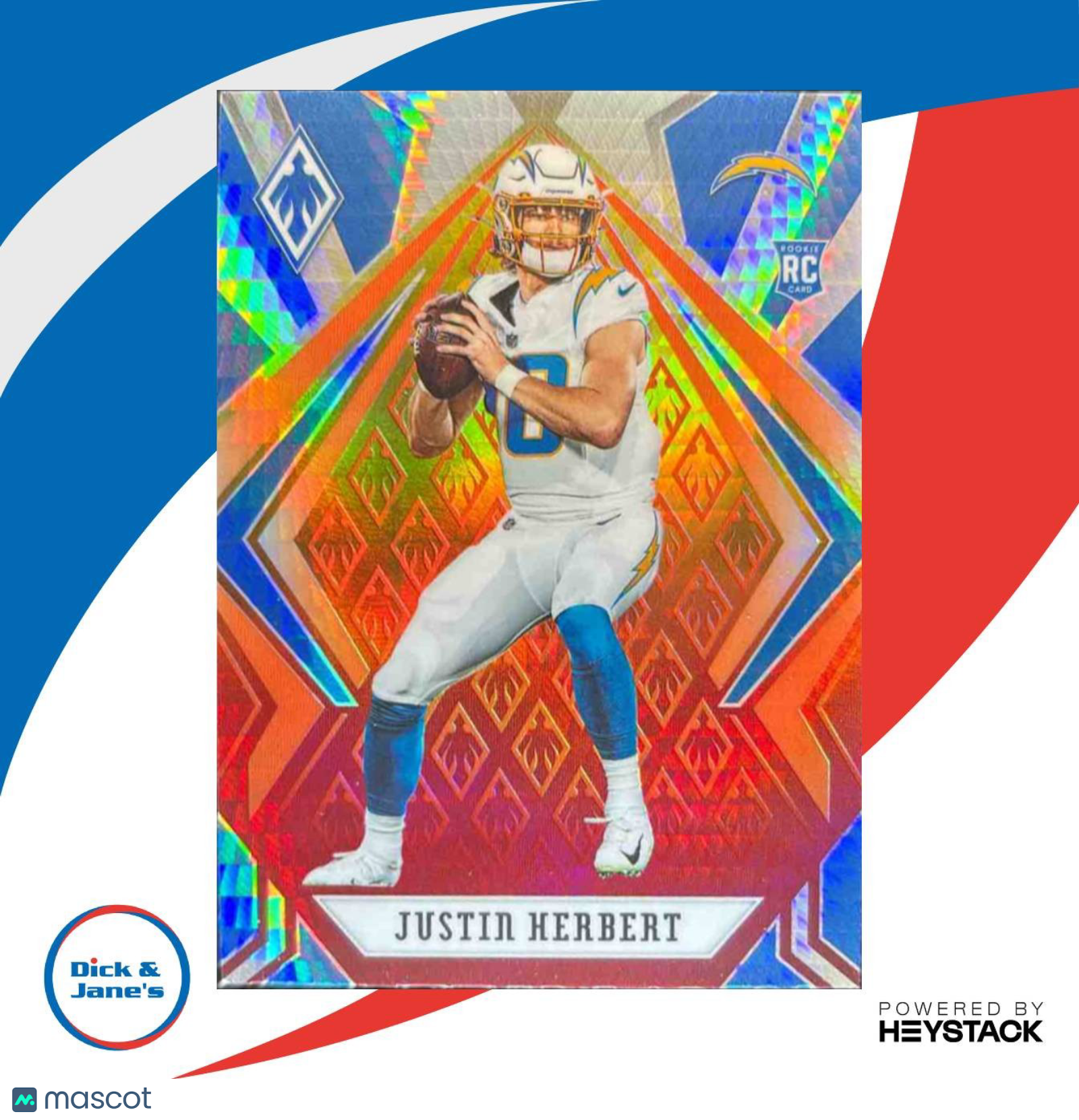 2020 Panini Phoenix Justin Herbert Fire Burst #103 RC Los Angeles Chargers - Sports Cards