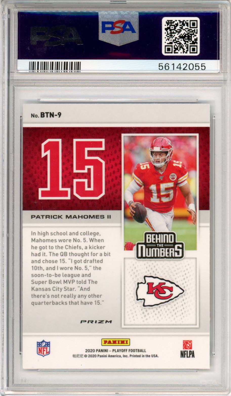 2020 Panini Playoff Behind The Numbers Patrick Mahomes II Red PSA 10 GEM MINT Graded Sports Cards