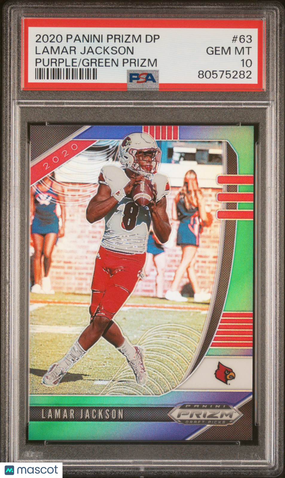2020 Panini Prizm Draft Picks Lamar Jackson Purple Green /199 63 PSA 10 GEM MINT - Graded Sports Cards
