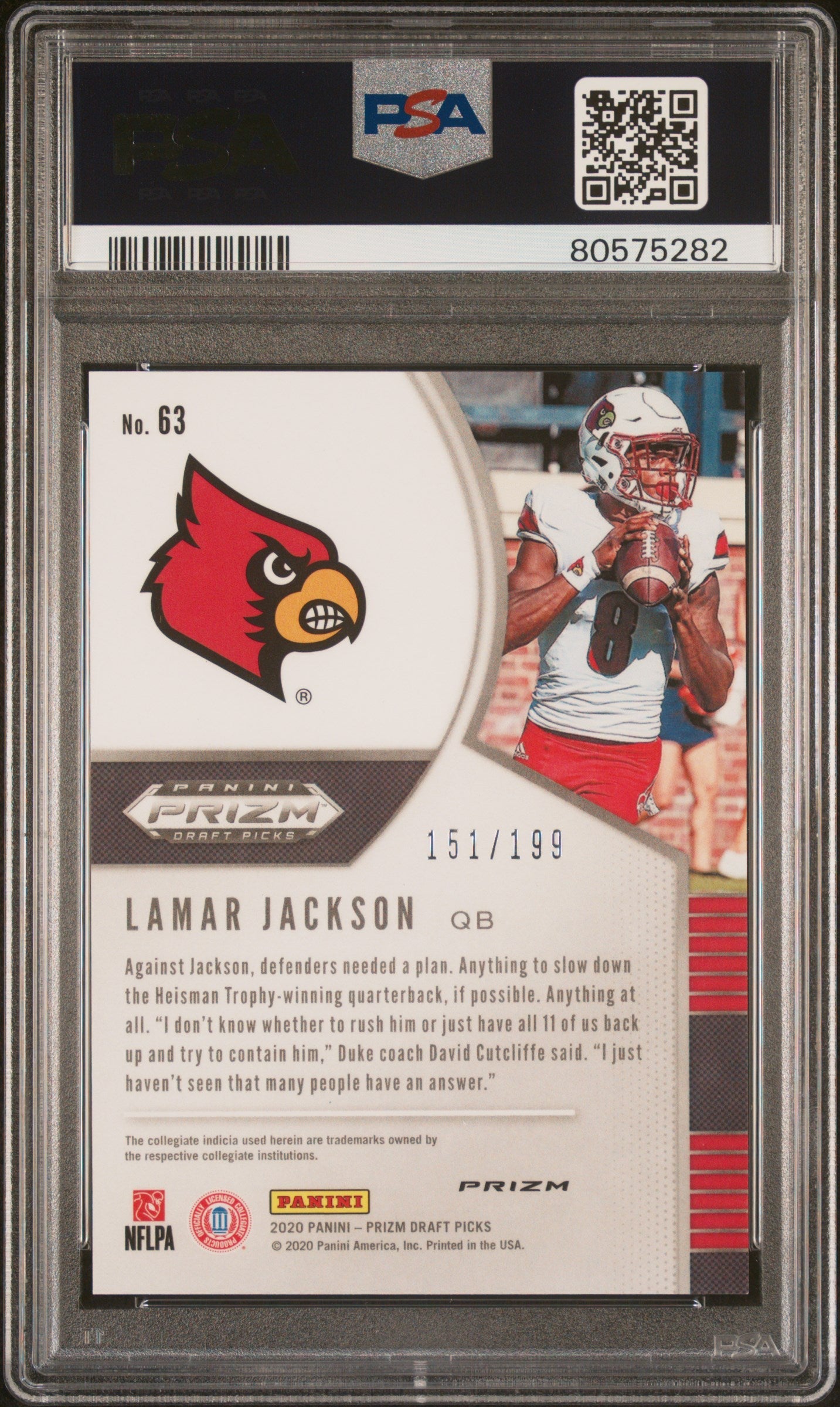 2020 Panini Prizm Draft Picks Lamar Jackson Purple Green /199 63 PSA 10 GEM MINT - Graded Sports Cards