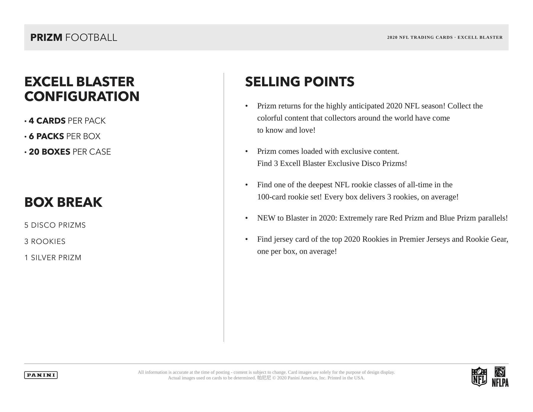 2020 Panini Prizm Football Blaster Box (Disco Prizms) 6 Packs - NFL Blaster Box