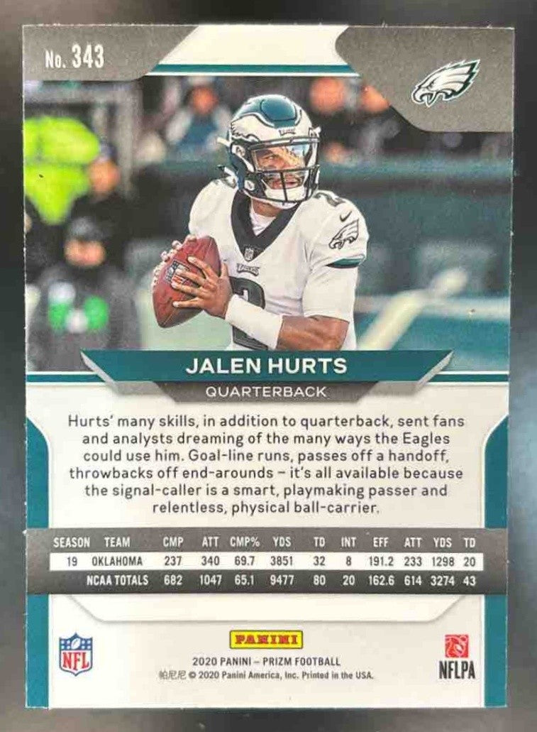 2020 Panini Prizm Jalen Hurts #343 RC Philadelphia Eagles - Sports Cards