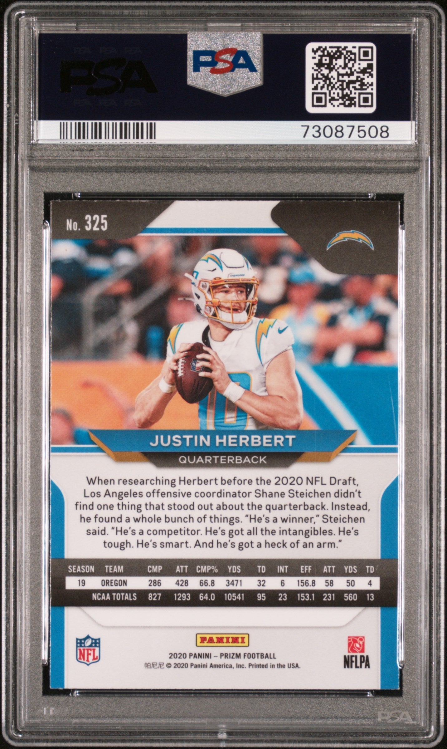 2020 Panini Prizm Justin Herbert SP #325 PSA 8 - Graded Sports Cards