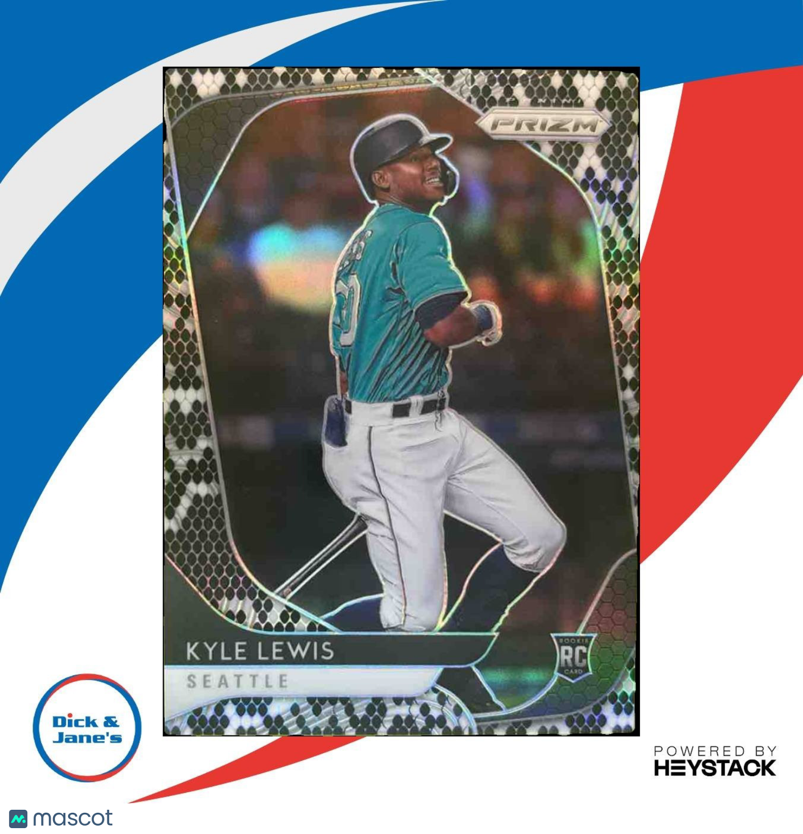 2020 Panini Prizm Kyle Lewis Snake Skin 40/50 #94 RC Seattle Mariners - Sports Cards