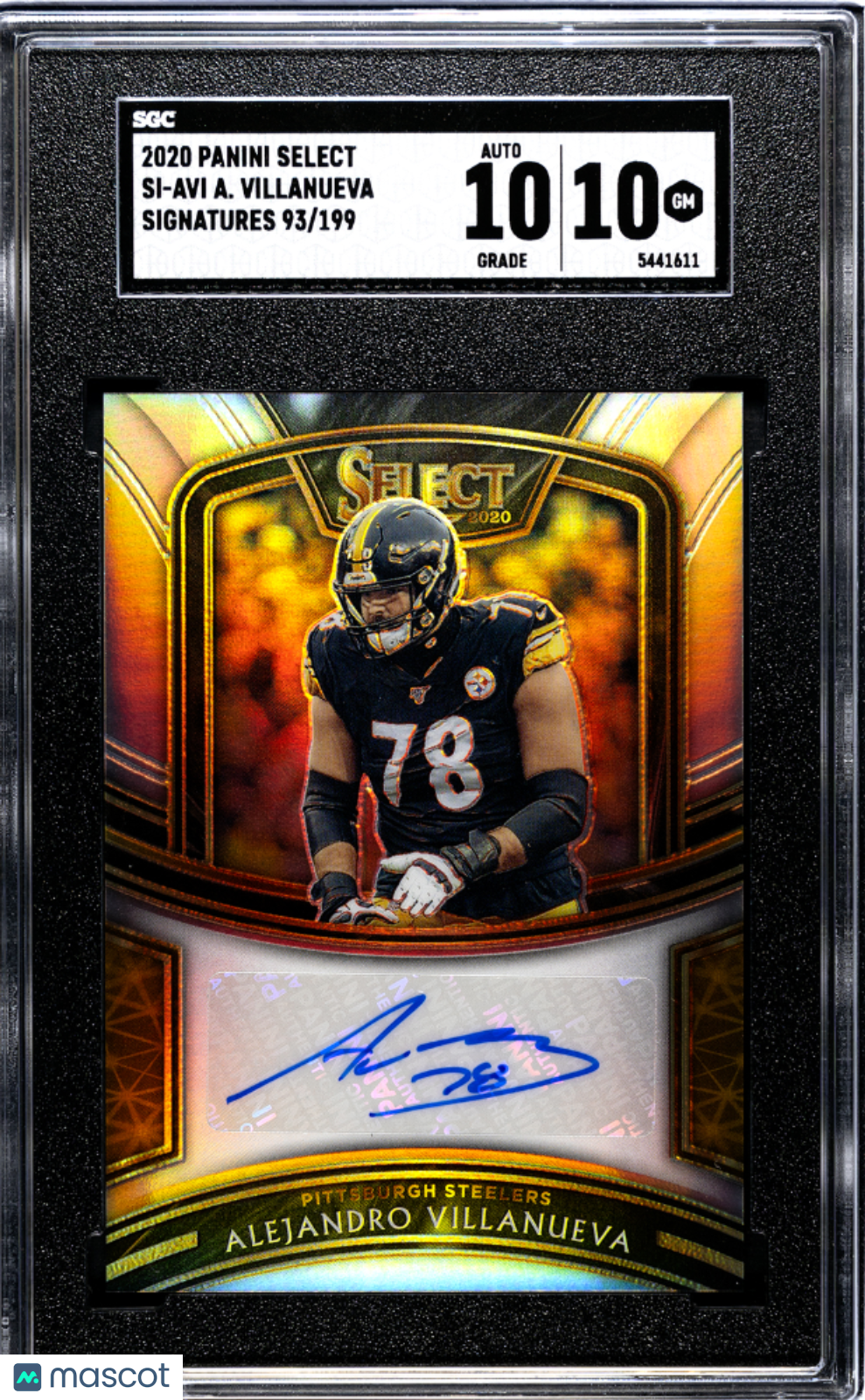2020 Panini Select Alejandro Villanueva Sigs. #SI-AVI SGC 10 - Graded Sports Cards