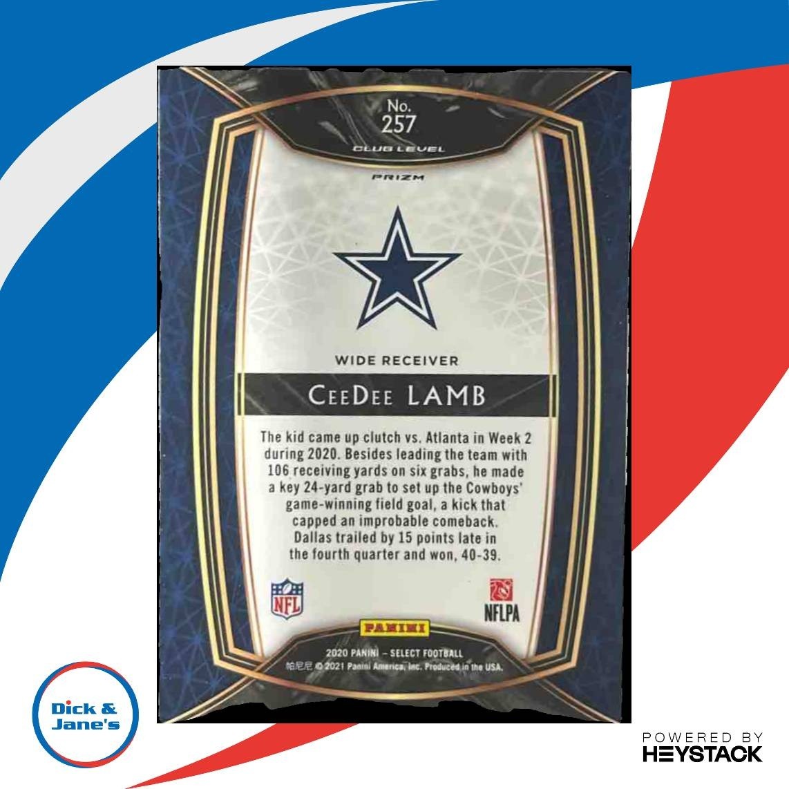 2020 Panini Select CeeDee Lamb Silver Prizm #257 Club RC Dallas Cowboys - Sports Cards