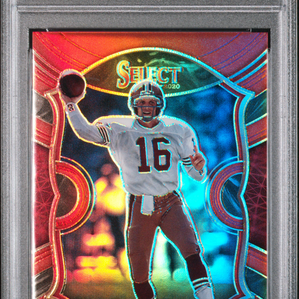 joe montana rookie card graded 2020 Panini Select Joe Montana Red Prizm #19 PSA 9 /99