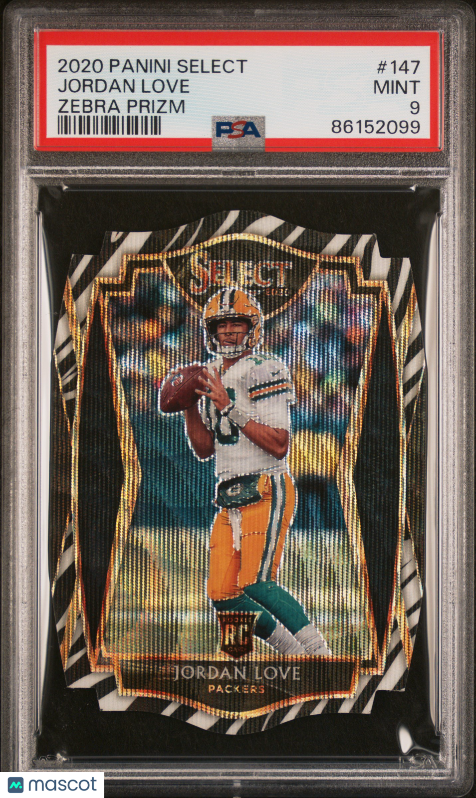 2020 Panini Select Jordan Love Zebra Prizm #147 PSA 9 MINT Green Bay Packers - Graded Sports Cards