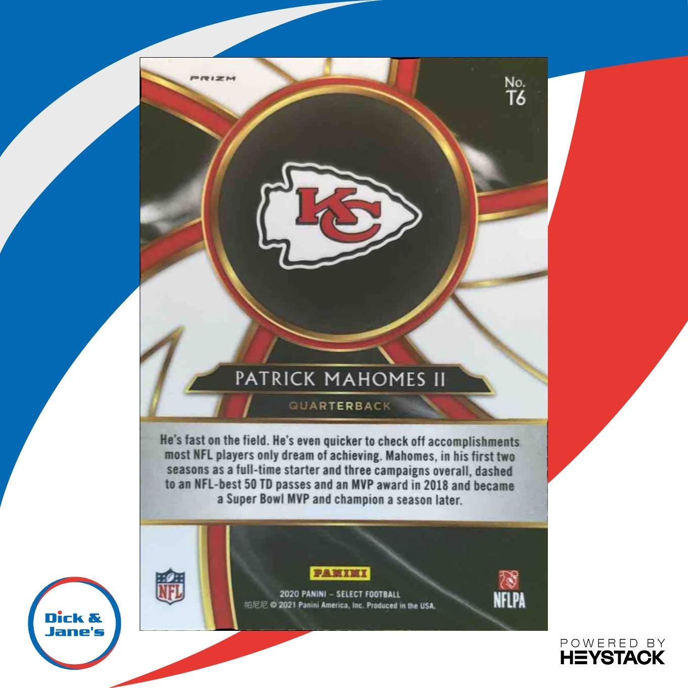 2020 Panini Select Patrick Mahomes II Turbocharged Prizm #T6 Kansas City Chiefs - Sports Cards
