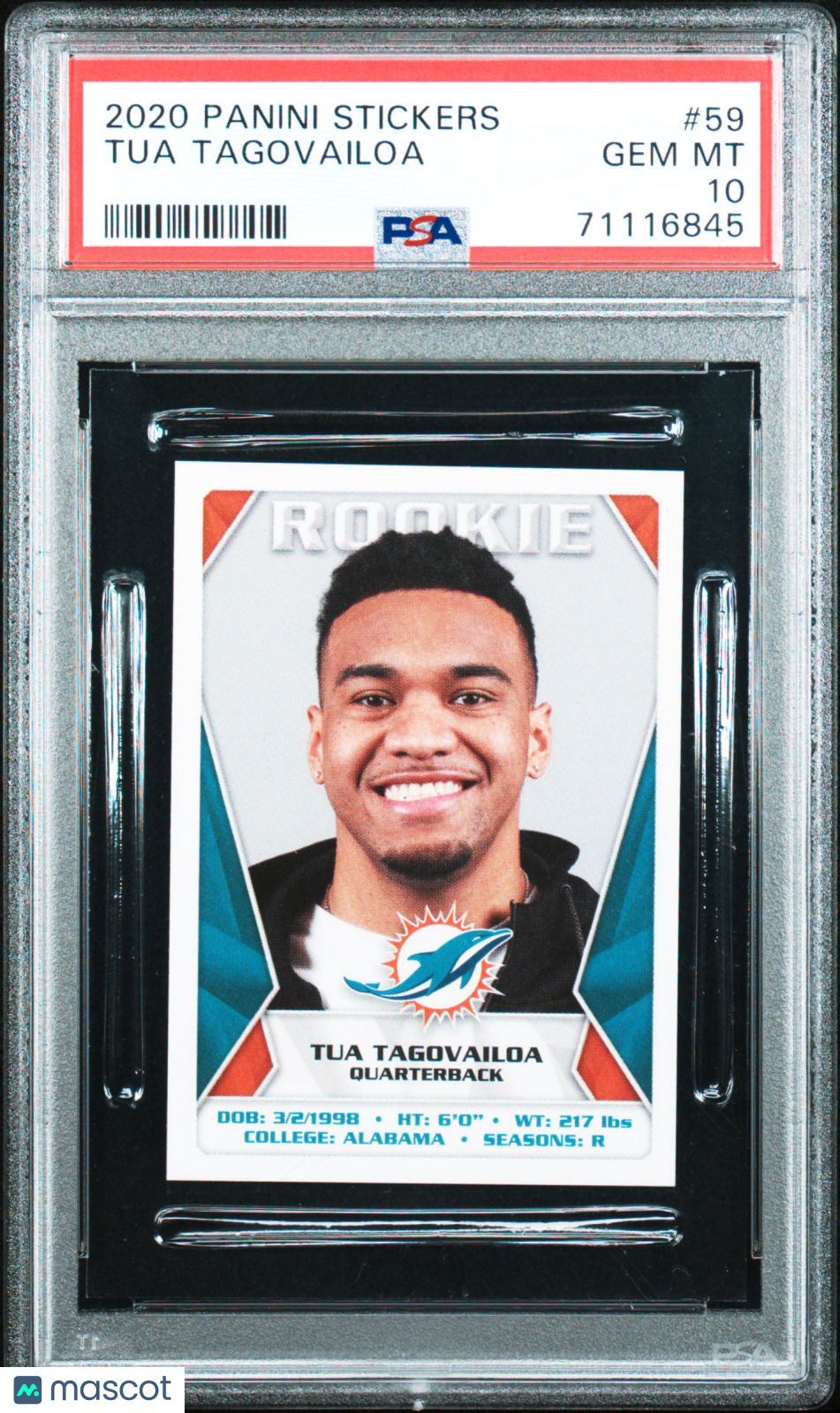 2020 Panini Stickers Tua Tagovailoa #59 PSA 10 - Graded Sports Cards
