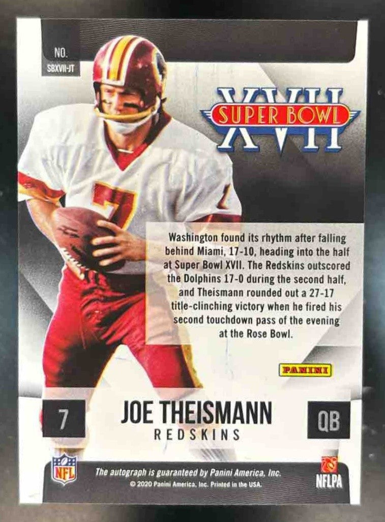 2020 Panini SuperBowl XVII Auto Joe Theismann Washington Redskins - Sports Cards