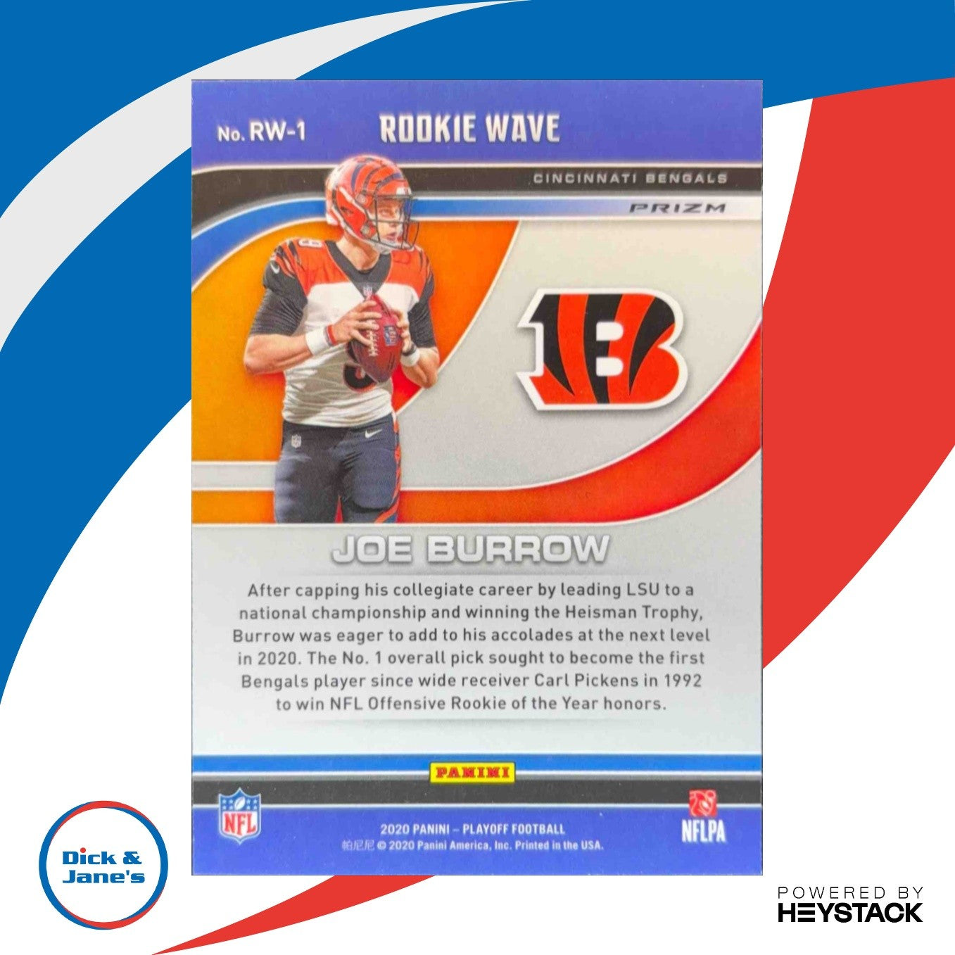2020 Playoff Rookie Wave #1 Joe Burrow RC Cincinnati Bengals - Sports Cards