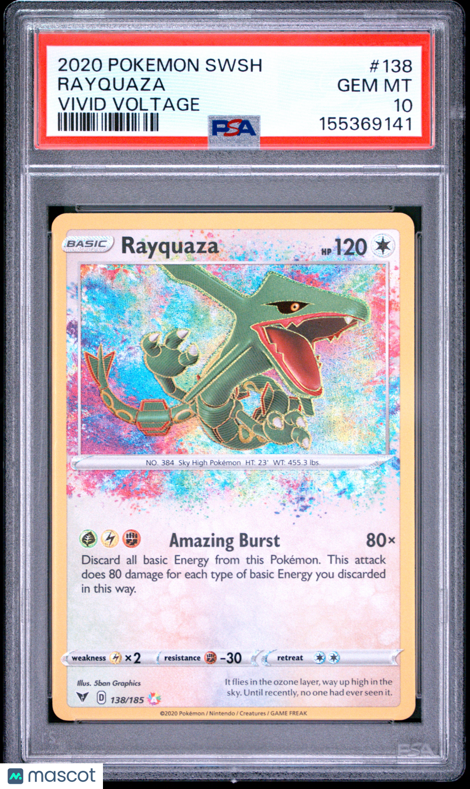 2020 Pokemon Sword & Shield Vivid Voltage Rayquaza #138 Vivid Voltage PSA 10 - Graded TCG/CCG