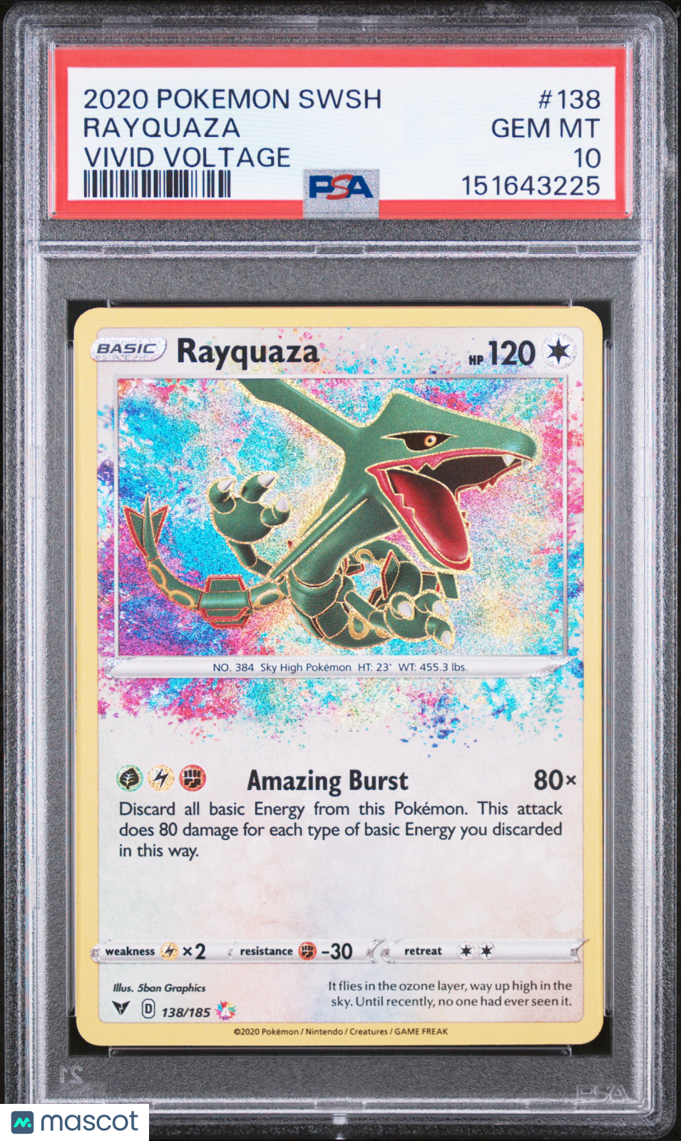 2020 Pokemon Sword & Shield Vivid Voltage Rayquaza #138 Vivid Voltage PSA 10 - Graded TCG/CCG