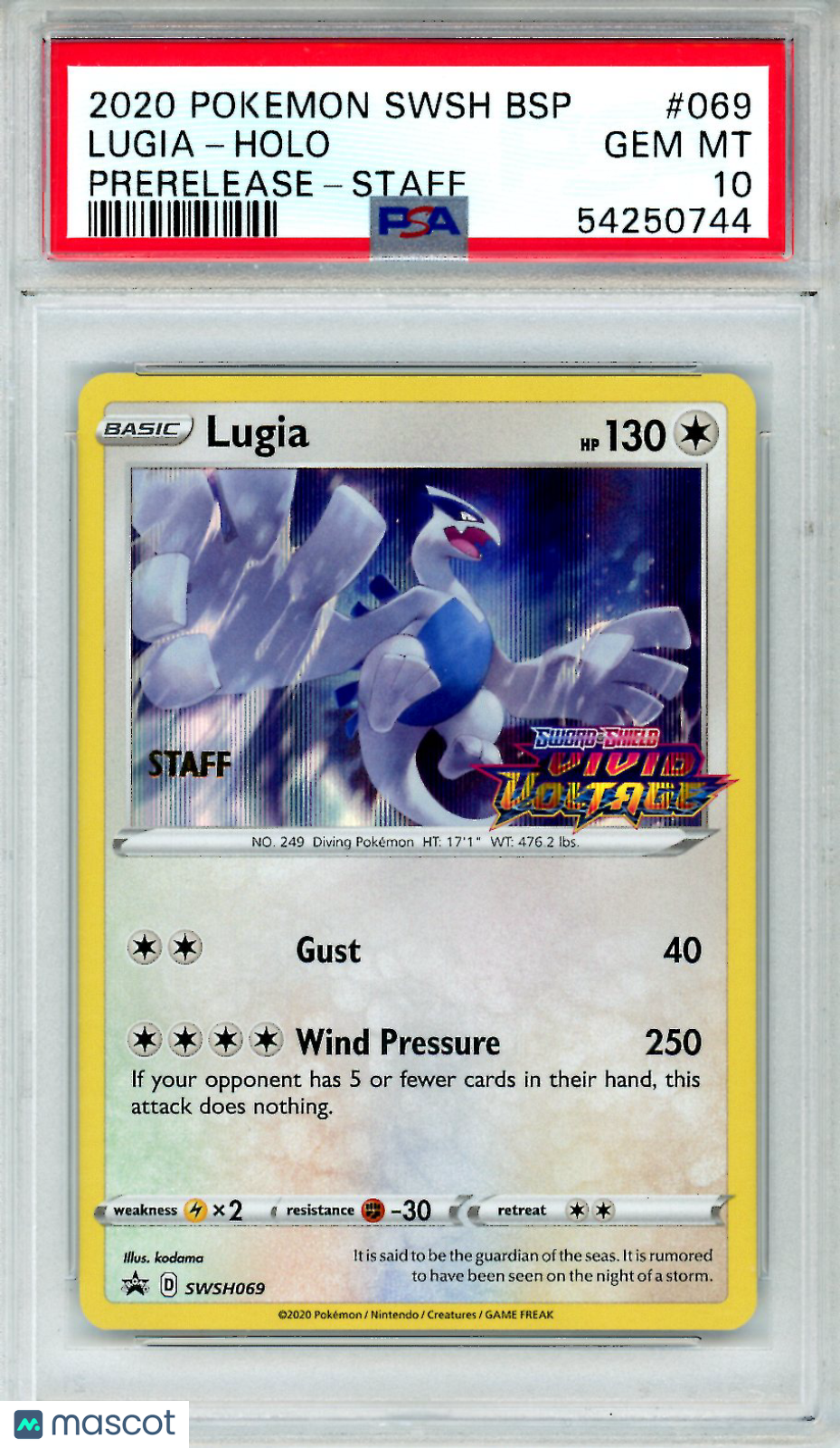 2020 Pokemon SWSH Black Star Promo Lugia #069 Prerelease-Staff PSA 10 Gem Mint - Graded TCG/CCG