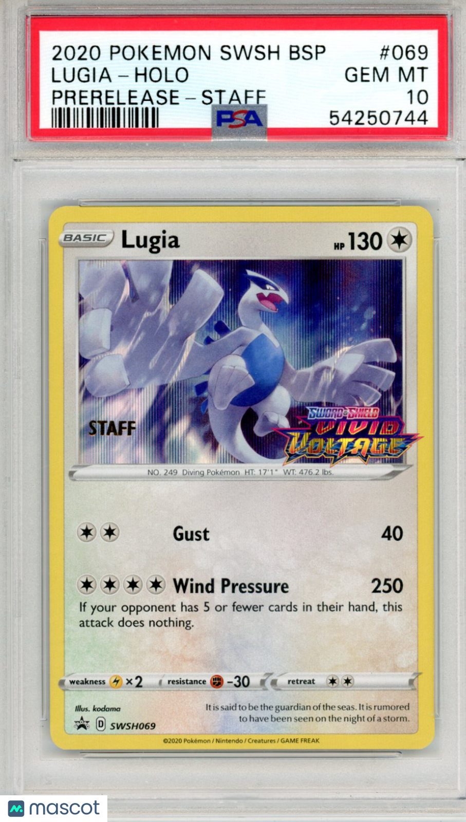2020 Pokemon Swsh Black Star Promo Lugia #069 Prerelease-Staff PSA 10 GEM MINT - Graded TCG/CCG