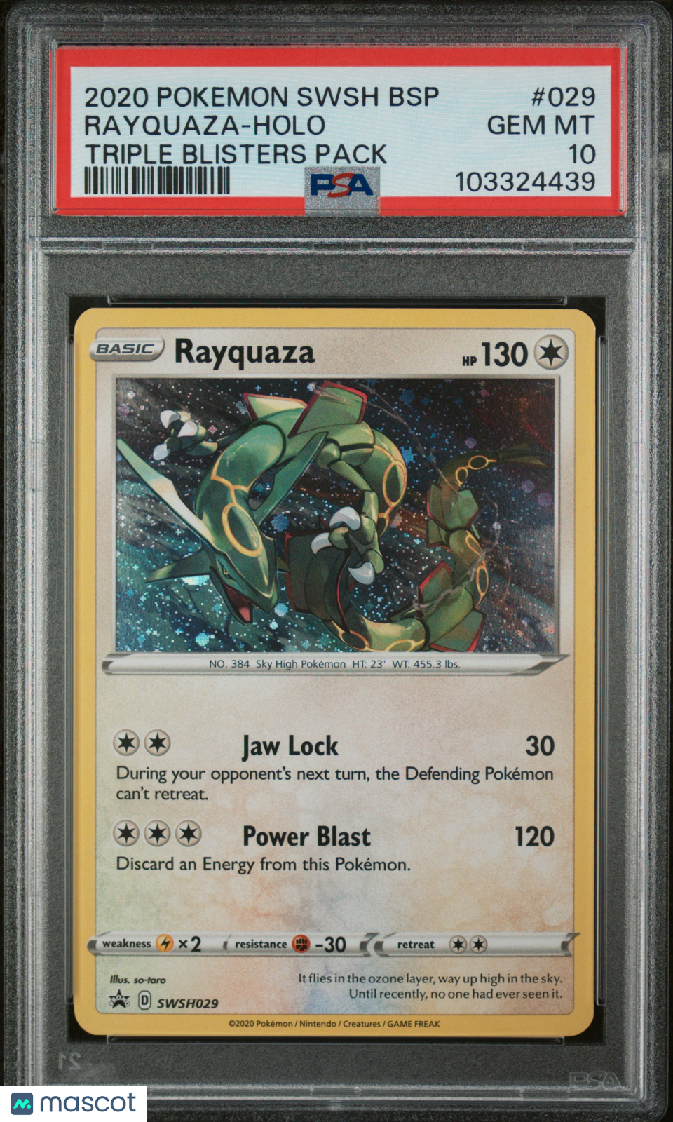 2020 Pokemon SWSH Rayquaza #029 Triple Blisters Pack Black Star Promo PSA 10 GEM - Graded TCG/CCG