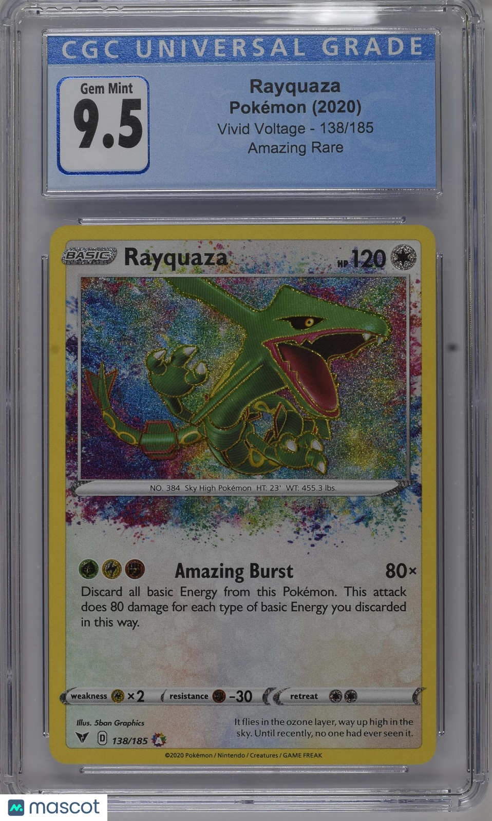 2020 Pokemon Vivid Voltage Rayquaza #138/185 Amazing Rare CGC 9.5 MINT - Graded TCG/CCG