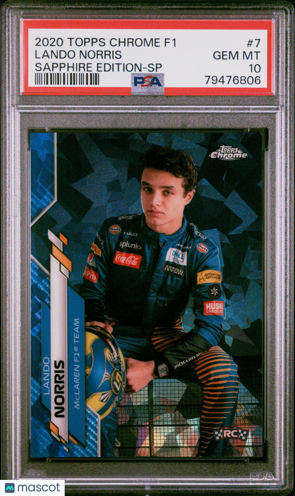 2020 Topps Chrome Formula 1 Sapphire Edition Lando Norris SP #7 PSA 10 - Graded Sports Cards