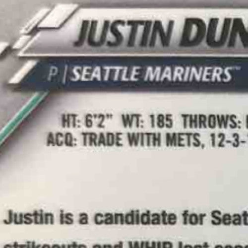 2020 Topps Chrome Sapphire Justin Dunn Rookie Auto #CSA-JD RC Seattle Mariners - Sports Cards