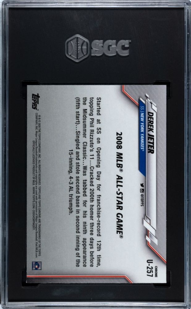 2020 Topps Chrome Update Sapphire Derek Jeter #U-257 SGC 10 - Graded Sports Cards