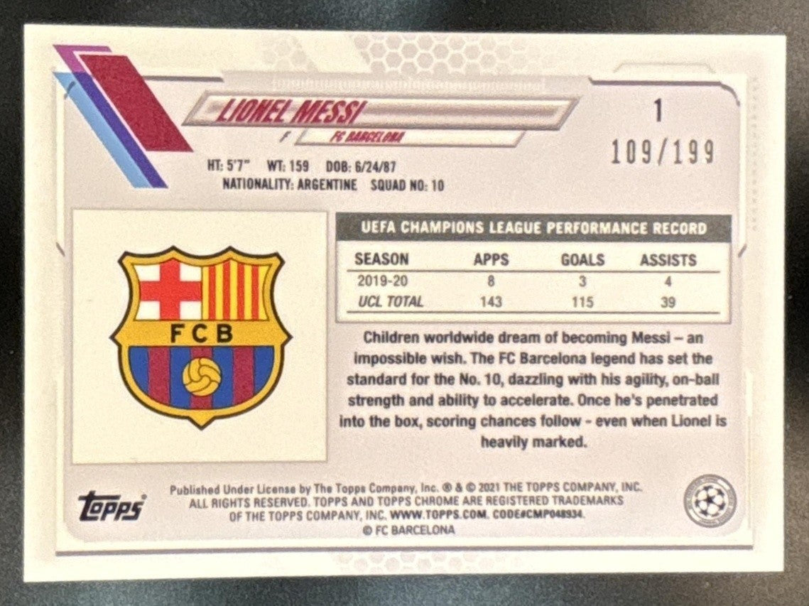 2020 Topps Chrome X Steve Aoki UEFA Champions LeagueLionel Messi White /199 - Sports Cards