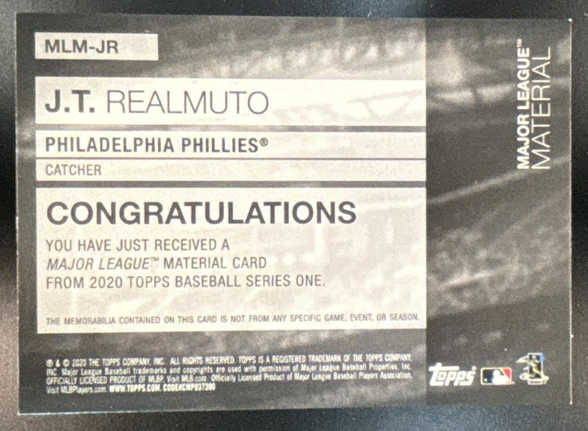 2020 Topps J.T. Realmuto Major League Material Relics MEM Philadelphia Phillies - Sports Cards