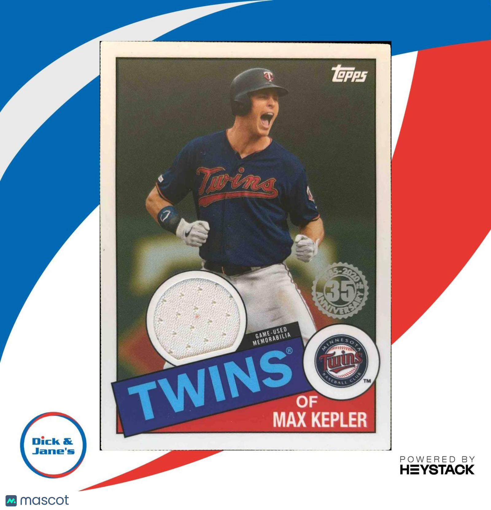 2020 Topps Max Kepler 1985 35th Anniversary Relics #85R-MK MEM Minnesota Twins - Sports Cards