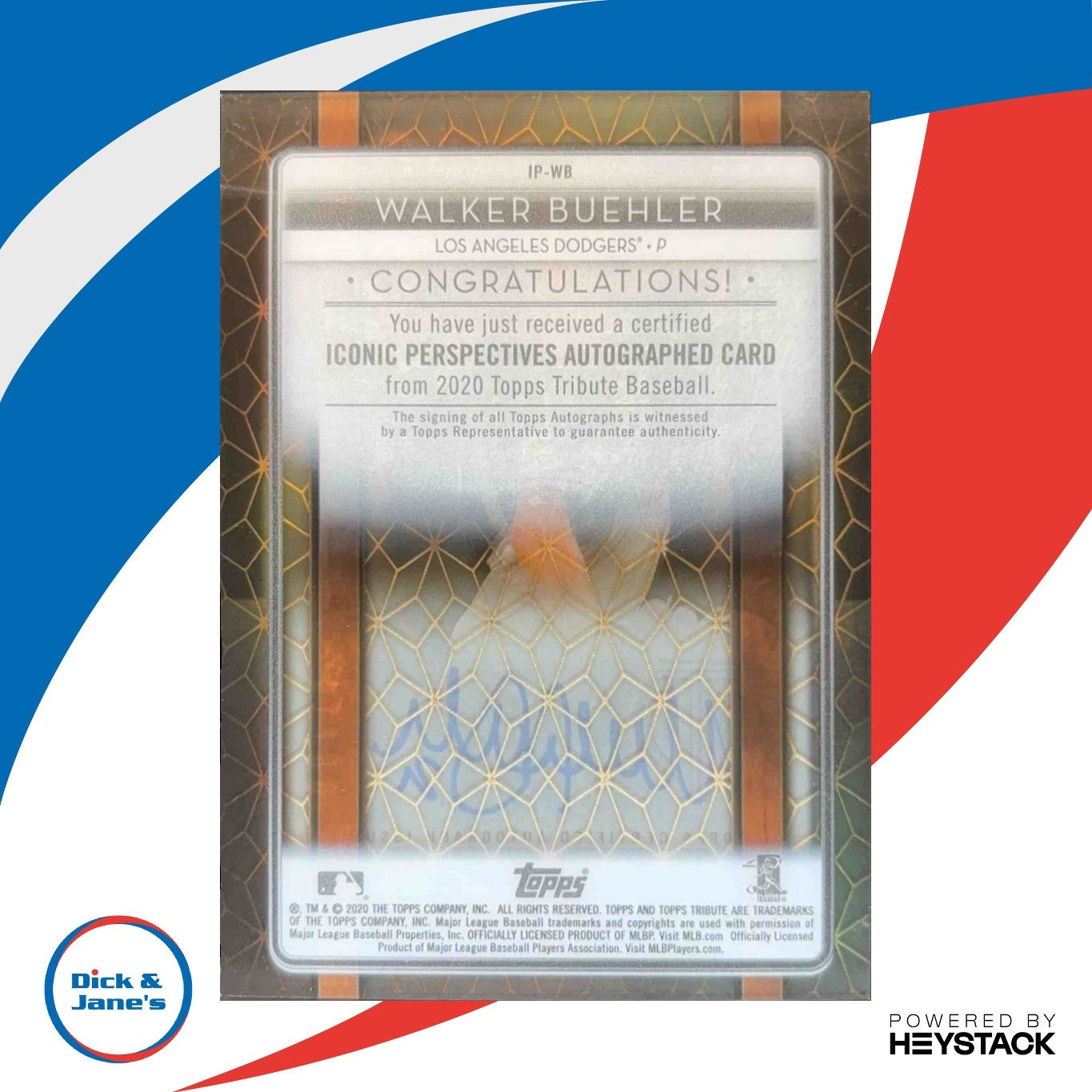 2020 Topps Tribute Walker Buehler Iconic Perspectives Auto 71/99 LA Dodgers - Sports Cards