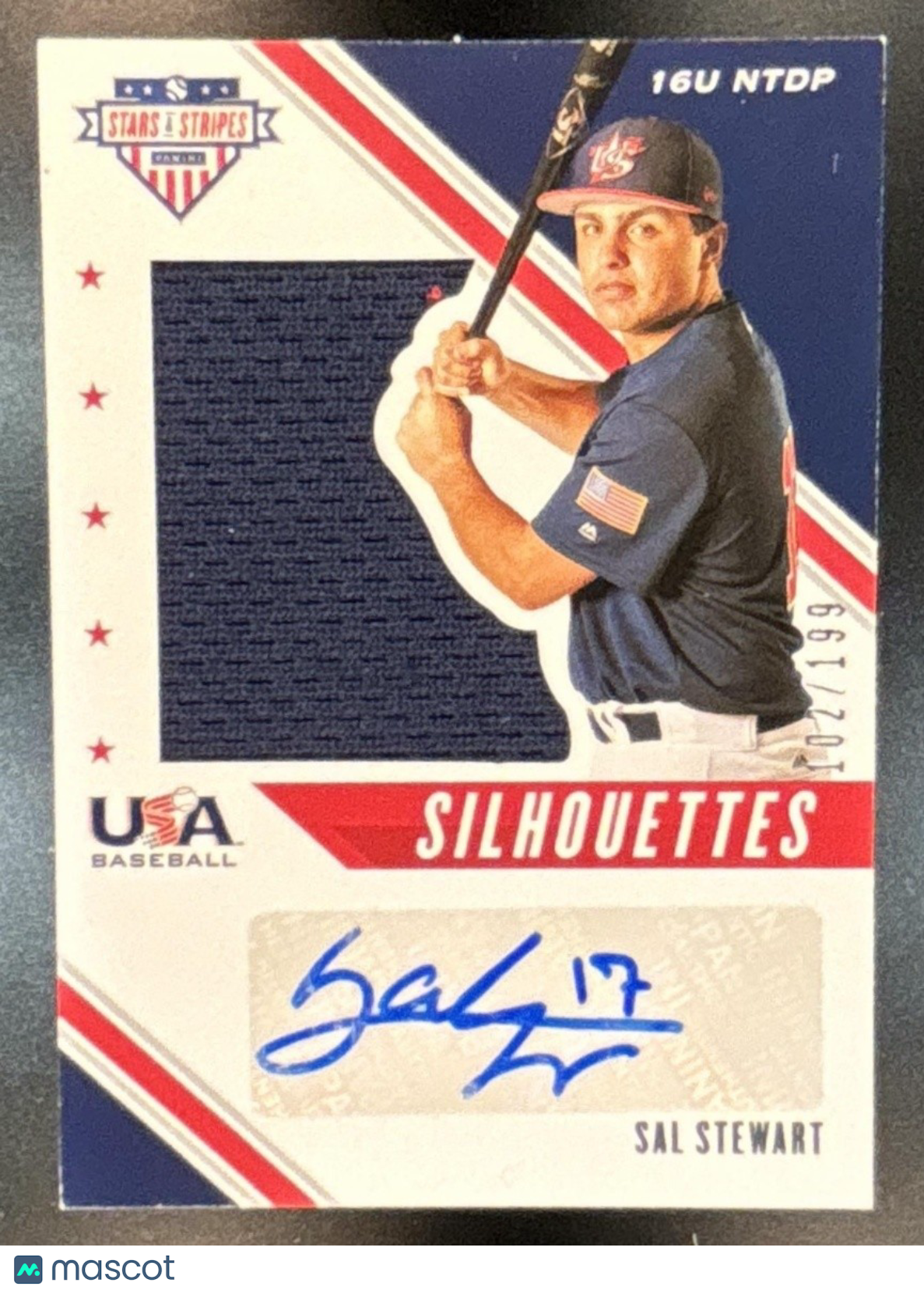 2020 USA Baseball Stars & Stripes Sal Stewart Silhouettes Signature Jersey /199 - Sports Cards