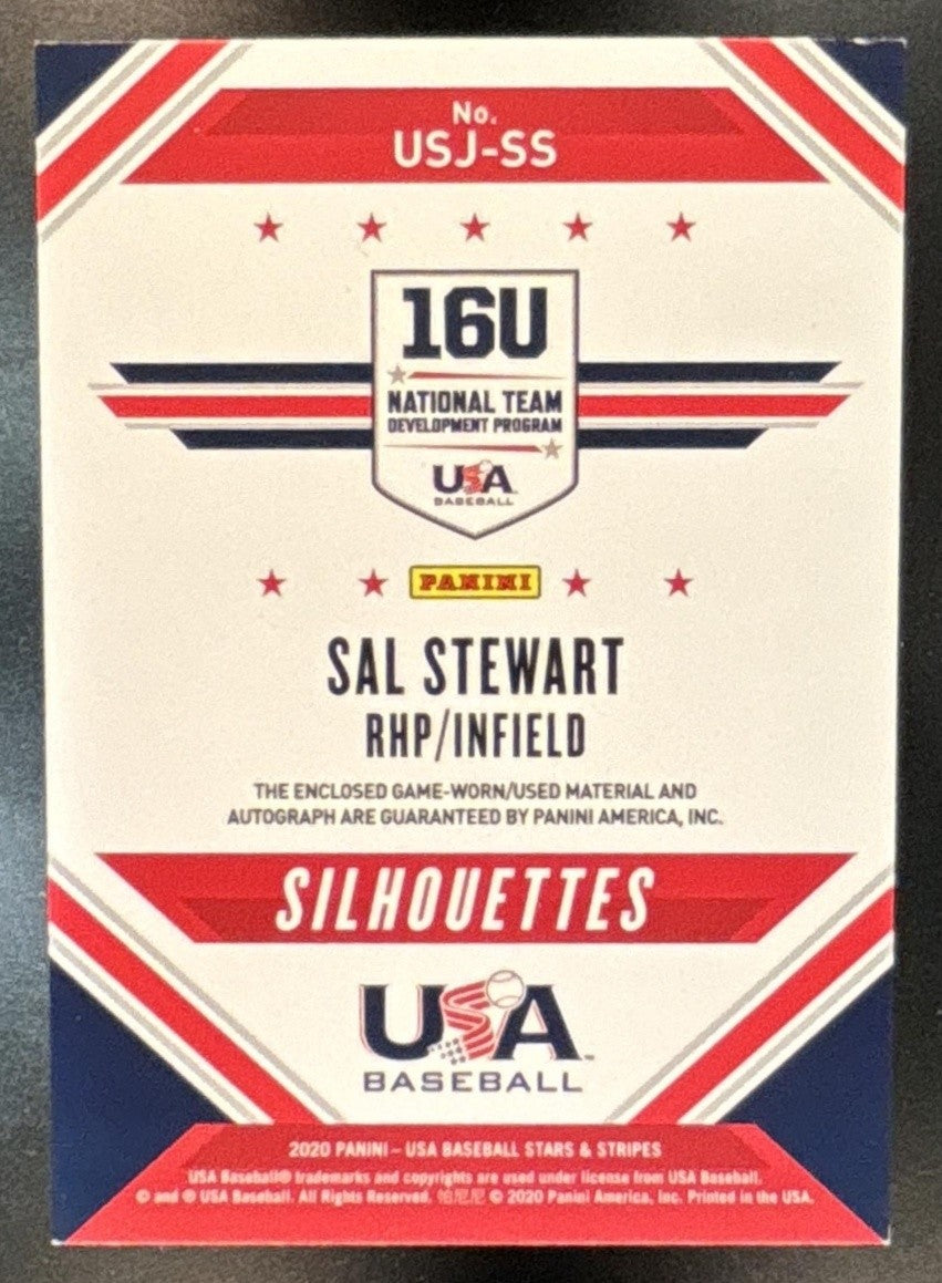 2020 USA Baseball Stars & Stripes Sal Stewart Silhouettes Signature Jersey /199 - Sports Cards