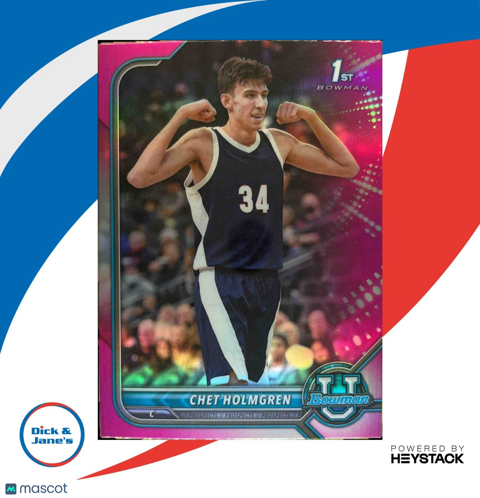 2021-22 Bowman Chrome University Chet Holmgren Pink Refractor Gonzaga Bulldogs - Sports Cards