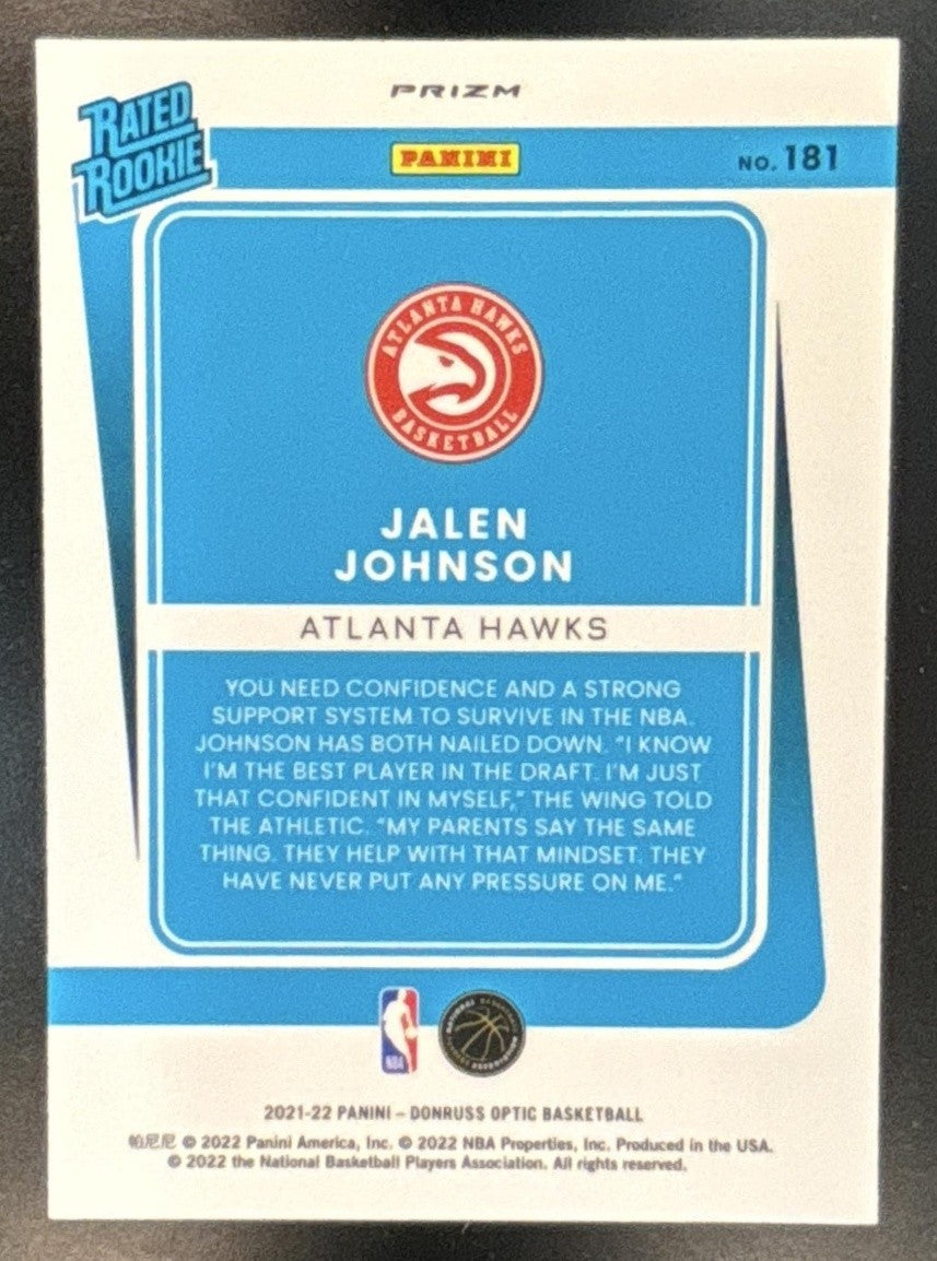 2021-22 Panini Donruss Optic Jalen Johnson Red Wave Prizm #181 RC Atlanta Hawks - Sports Cards