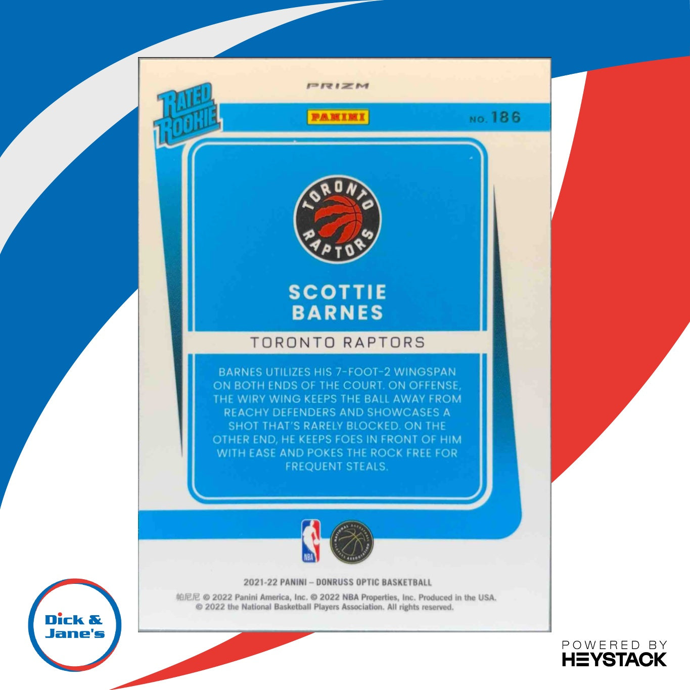 2021-22 Panini Donruss Optic Scottie Barnes Checkerboard Prizm #186 RC Toronto - Sports Cards